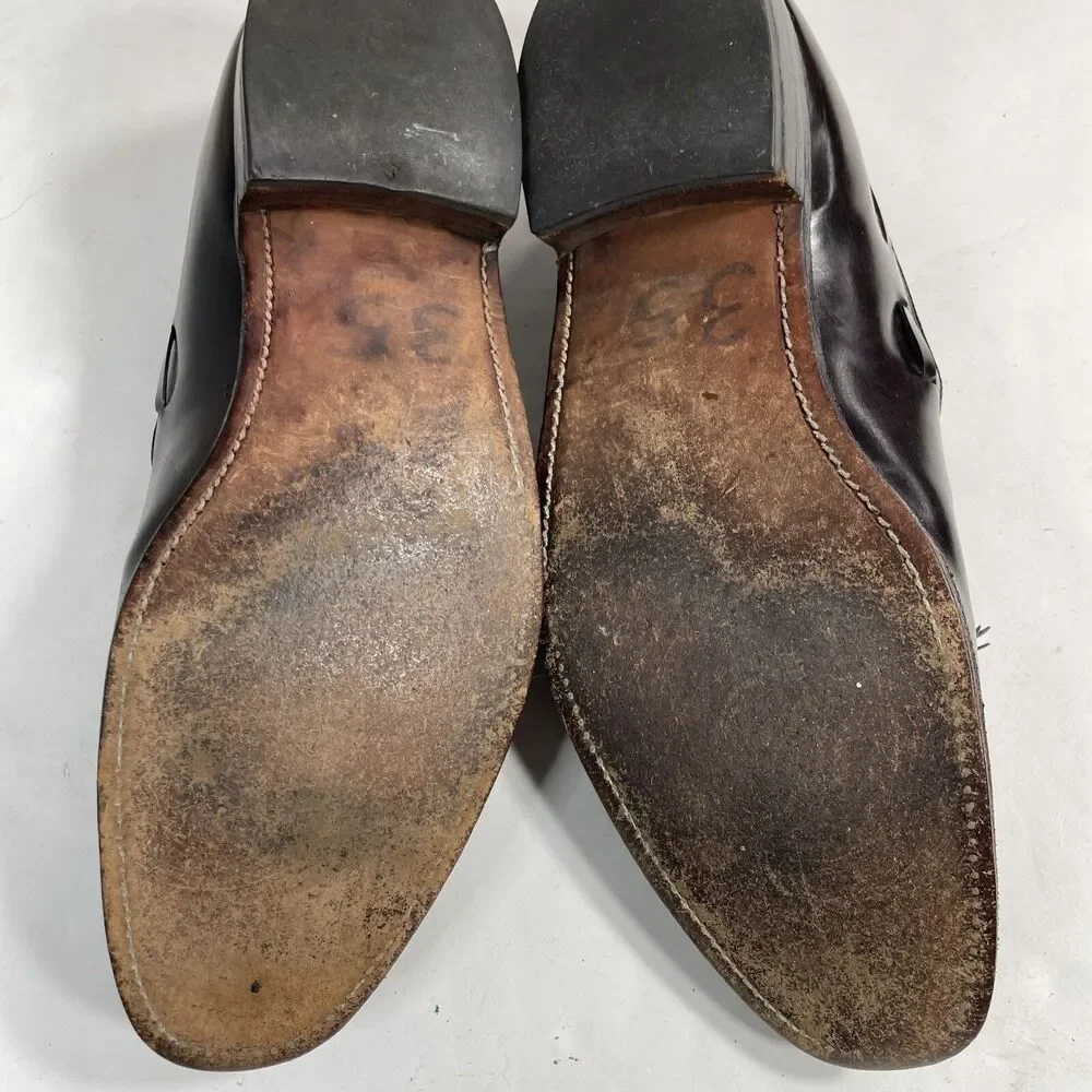 French Shriner Dark Burgundy Leather Tassel Loafer Shoes Men's 10B